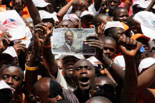 Odinga supporters rally on Saturday (AP)