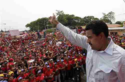 Nicolas Maduro on Tuesday, kicking off campaign for presidency (AP)