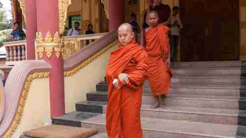 Buddhist Monk Ashin Wirathu (front) supports anti-Muslim violence