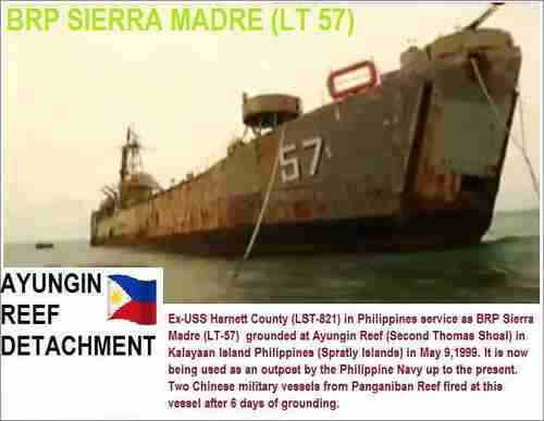 BRP Sierra Madre grounded in Ayungin Shoal (Chiangrai Times)