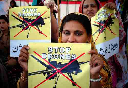 Women protest against U.S. drone strikes in Peshawar, Pakistan, in April, 2011 (AP)