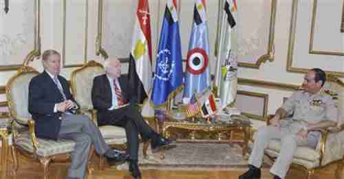 Senators McCain and Graham meet with Egypt's Armed Forces General Abdel Fattah al-Sisi on Tuesday (Reuters)