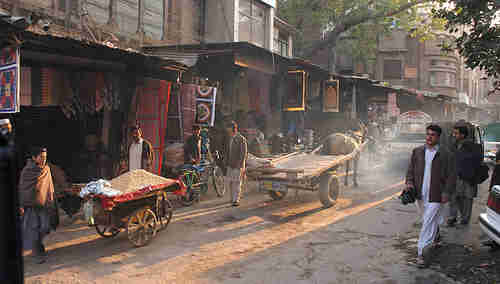 The historic Qissa Khwani bazaar marketplace in Peshawar, Pakistan, on a 'normal' day