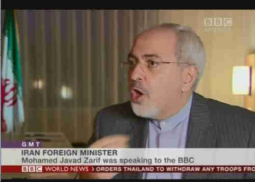 Mohamed Javad Zarif being interviewed on BBC on Monday