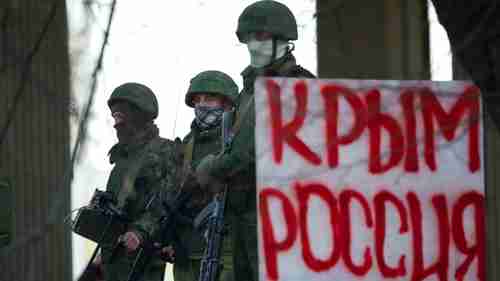 Russian troops in Crimea on Saturday (AP)