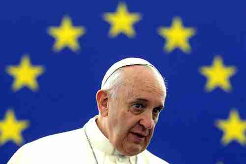 Pope Francis at the European Parliament on Tuesday (AFP)
