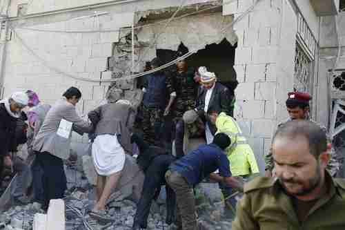 Aftermath of bombing of Iranian ambassador's home in Sanaa Yemen (Reuters)