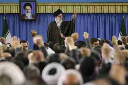 Khamenei in a meeting at his home in Tehran on Sunday (AP)