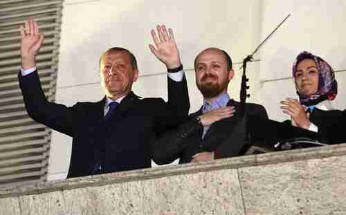 Erdogan with his son Bilal and daughter Sümeyye (Reuters file)