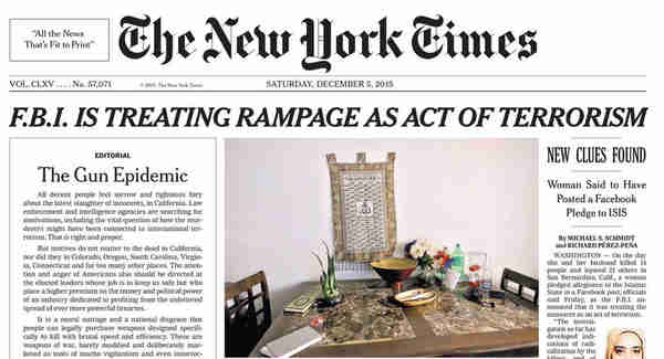 NY Times front page, 4-Dec-2015