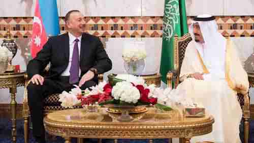 Azerbaijan's President Ilham Aliyev and Saudi King Salman Bin Abdulaziz Al Saud