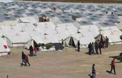 Refugee camp in northern Syria on border with Turkey on Monday (AP)