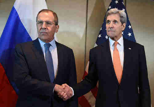 Russia's Sergei Lavrov and America's John Kerry in Munich on Thursday (AFP)