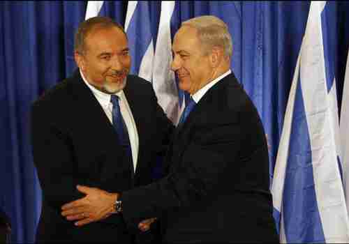 Avigdor Lieberman (L) and Benjamin Netanyanu (Reuters)