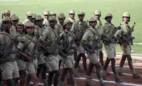 Eritrean soldiers march during the country's Independence Day (Reuters)