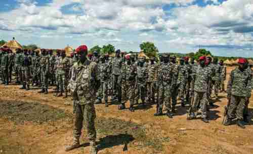 South Sudan army forces stand at attention, April 14, 2016 (AFP)