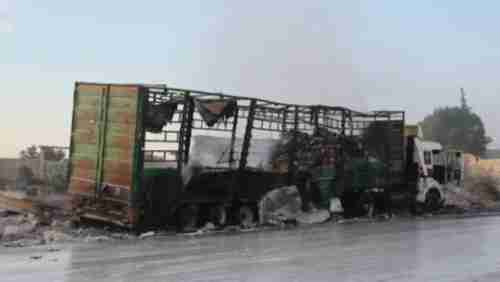 Humanitarian aid truck struck by Bashar al-Assad regime's warplanes on Monday (CNN)