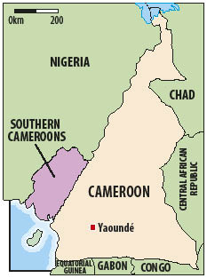 Cameroon, highlighting the English-speaking Southern Cameroons (Nebafuh)