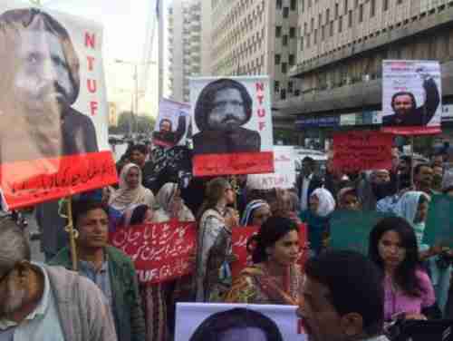 Demonstrators in Pakistan rally to protest the abduction of Salam Haider and others