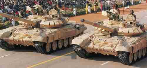 Indian Army T-90S tanks on parade