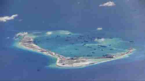 Chinese military activity around Mischief Reef in the Spratly Islands, May 21, 2015 (US Navy)